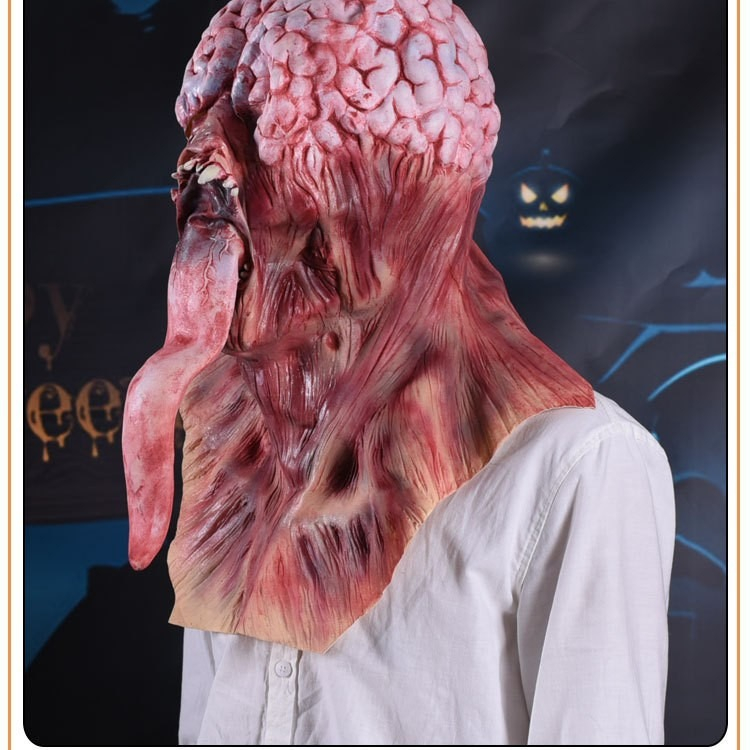Latex Grusel Maske Halloween Gesichtsmaske Kostüm Zubehör Motto Party Accessoire Fasnachts Foto Requisite - Gehirn / Zunge