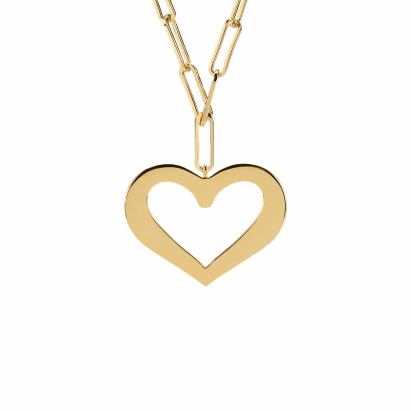 Collier Chaine Argent Doré Coeur Valentine