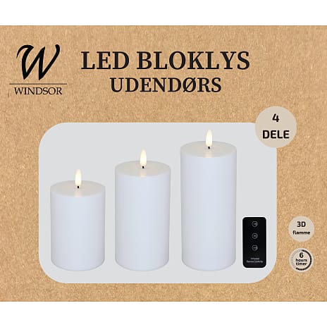 Windsor udendørs LED bloklys 3-pak - hvid