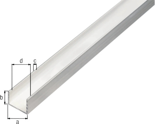 U-profiel aluminium naturel 16x13x1,5 mm, 2,6 m