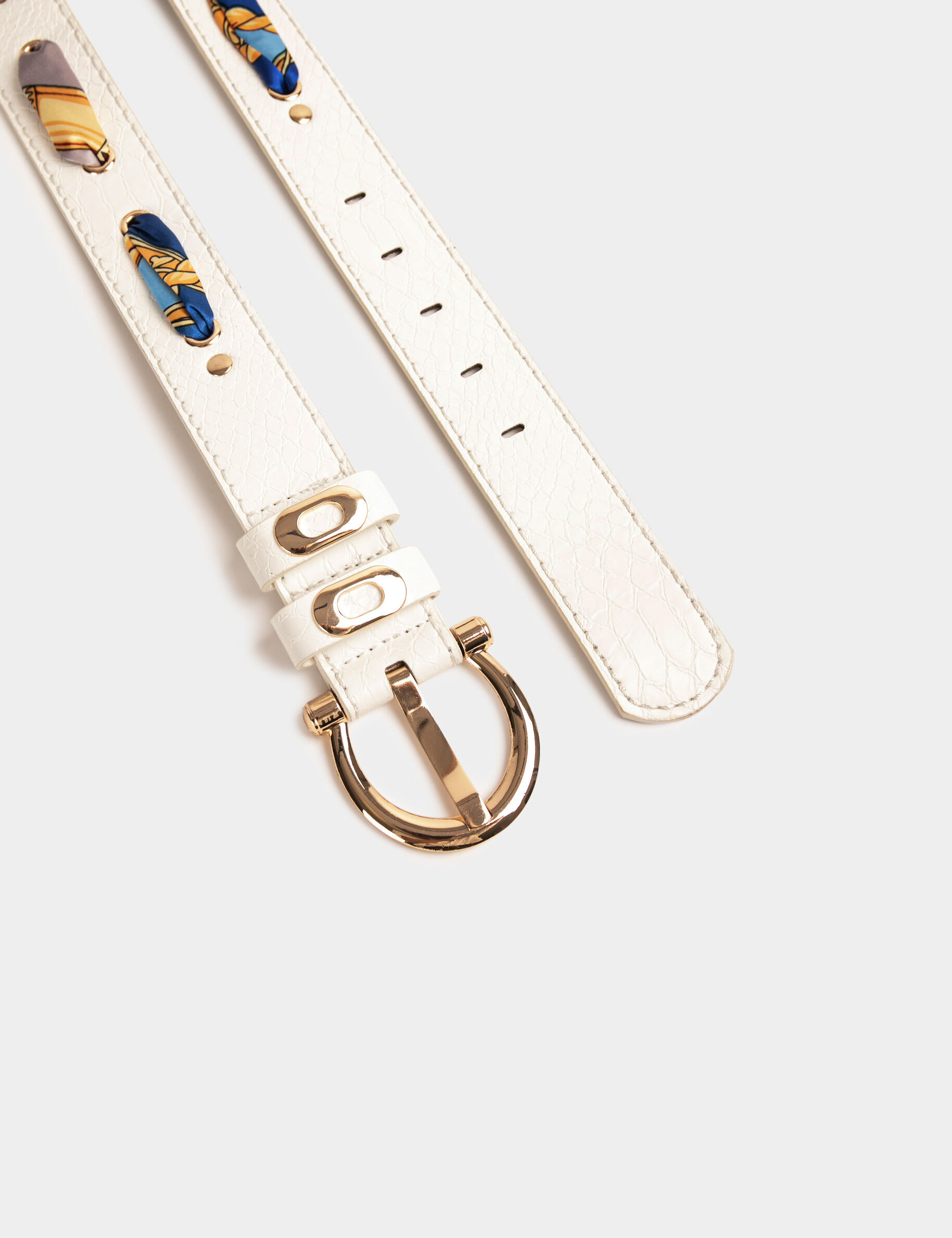 Ceinture avec foulard et aspect croco blanc femme - blanc