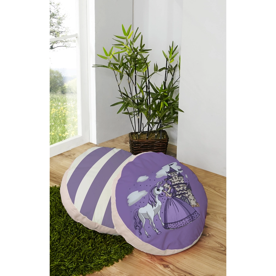 TICAA Rundes Kissen-Set für Kinderzimmer 2-teilig Prinzessin Lila