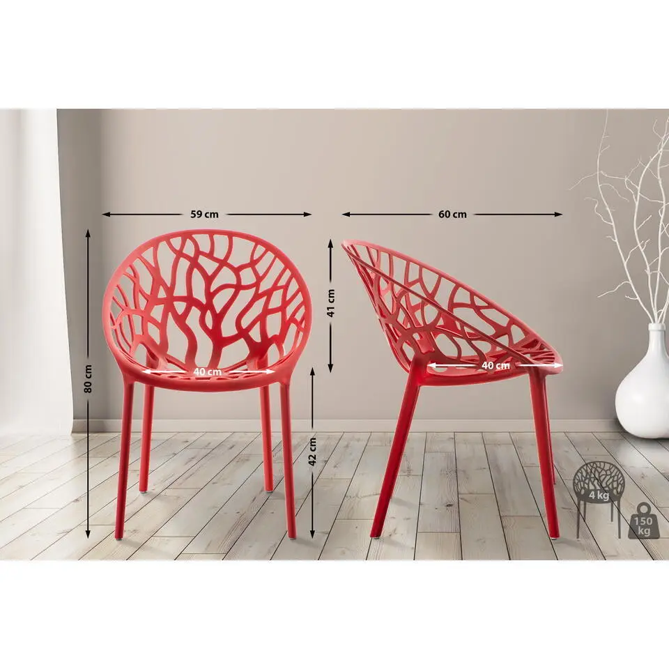 CLP Set van 2 Tuinstoel Hope Kunststof - rood