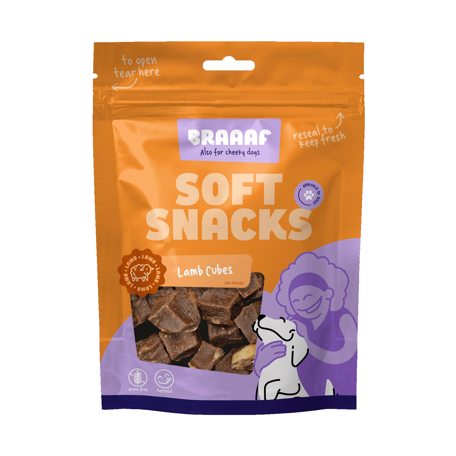 Braaaf Soft snacks Blokjes - Hondensnack - 85 Gram - vis, lam