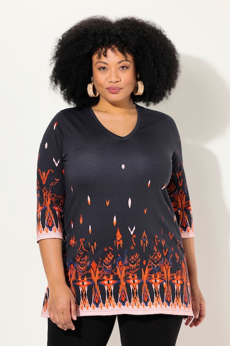Longshirt, bedruckt, V-Ausschnitt, 3/4-Arm