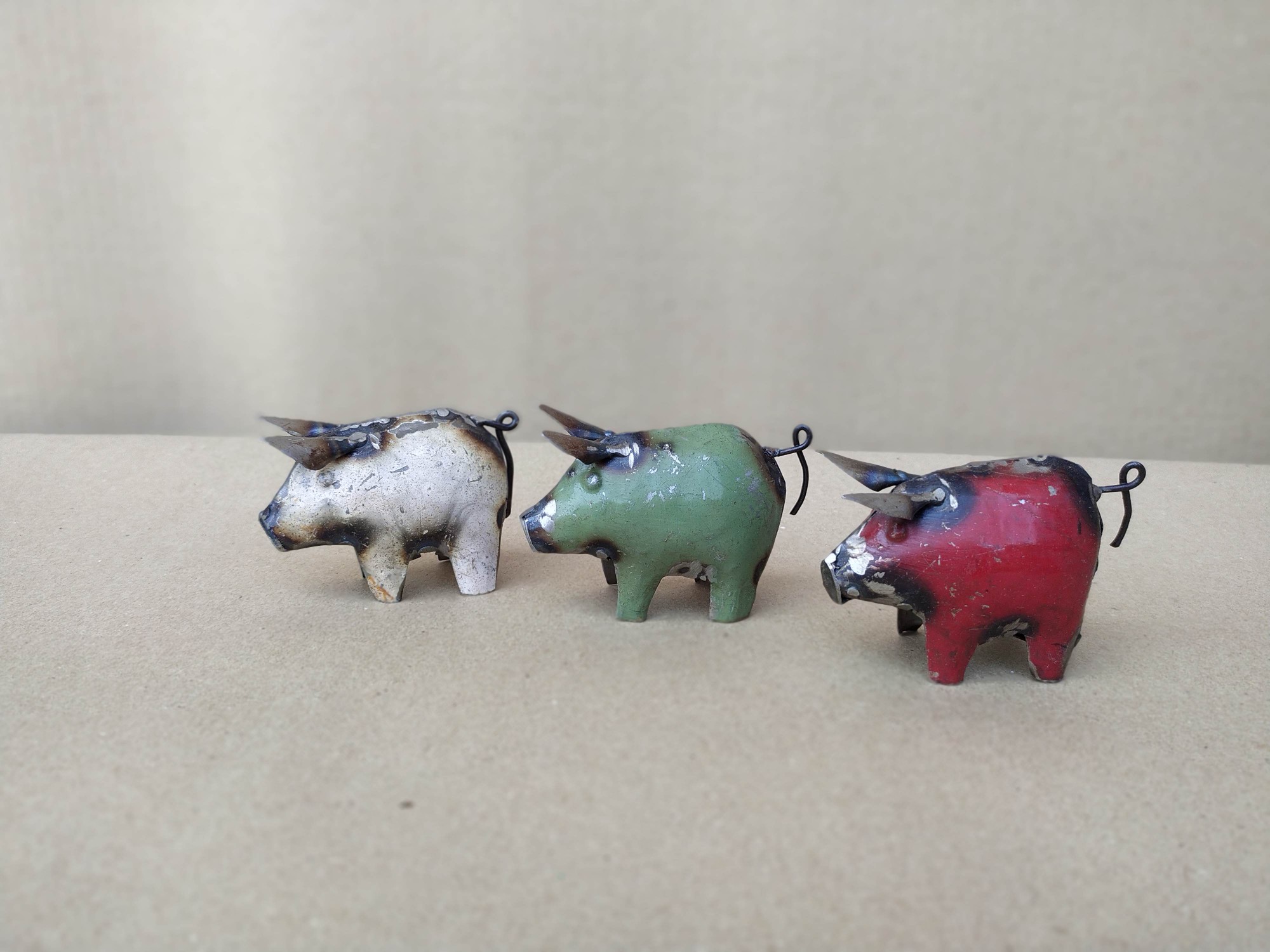 Metallfigur 'Schwein' grün, H 6 cm, B 10 cm, L 4,5 cm von fischer's lagerhaus