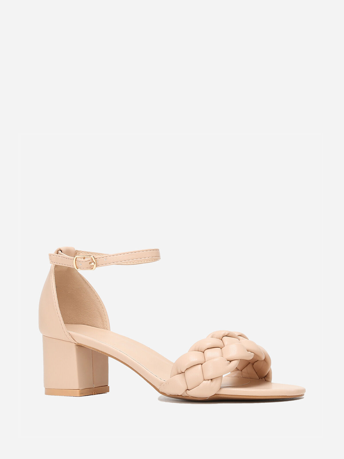 Sandales en simili à bride tressée- Beige