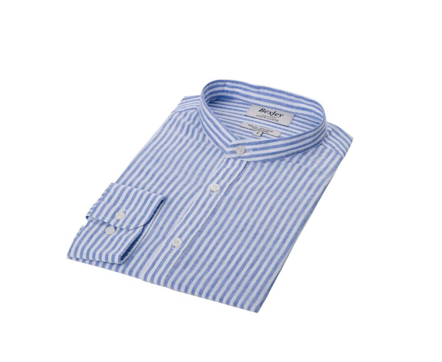 Chemise coton lin Bleu Océan et Blanc - ELIBERT