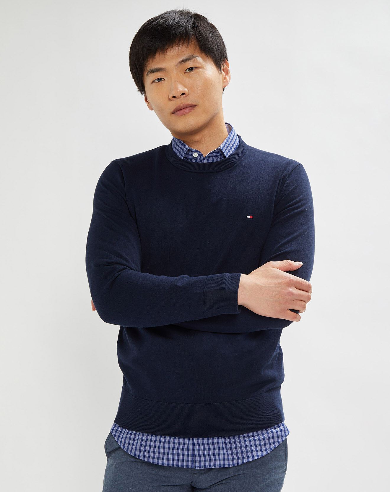 Tommy Hilfiger Pull 1985 col rond bleu marine