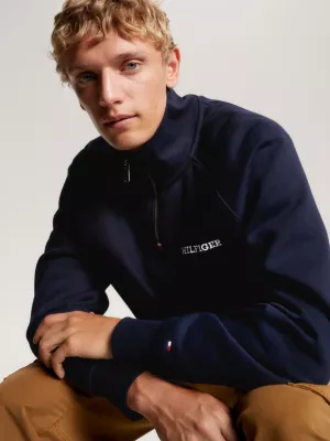Moletom Hilfiger Monotype com zíper até o peito e modelagem Archive Fit