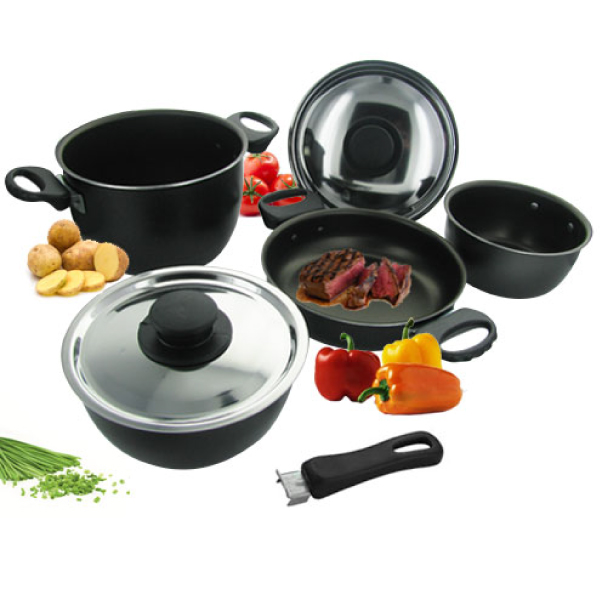 Popote alu anthracite 19cm 6+1 pièces