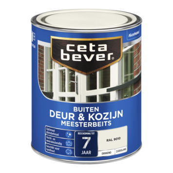 CetaBever Meesterbeits Deur & Kozijn zijdeglans dekkend RAL 9010 gebroken wit 750 ml