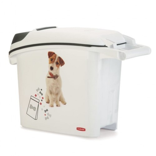 Recipiente branco para armazenar ração de cachorro