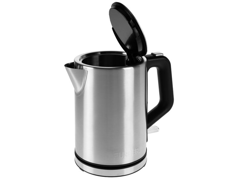 FURBER Wasserkocher Premium 1 l, Edelstahl Edelstahl Wasserkocher mit grosser Deckelöffnung