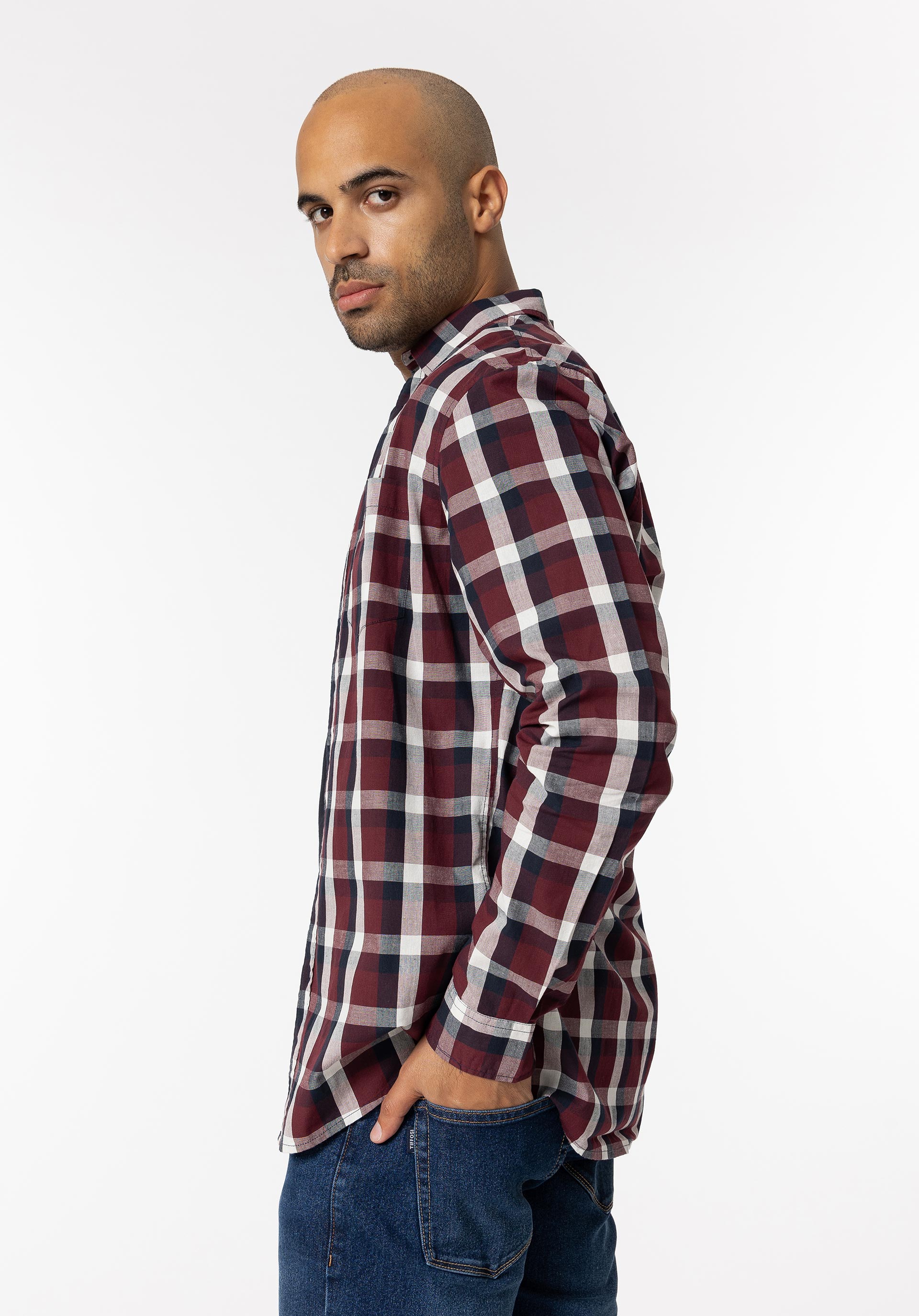 Camisa Slim Fit Popelina Xadrez