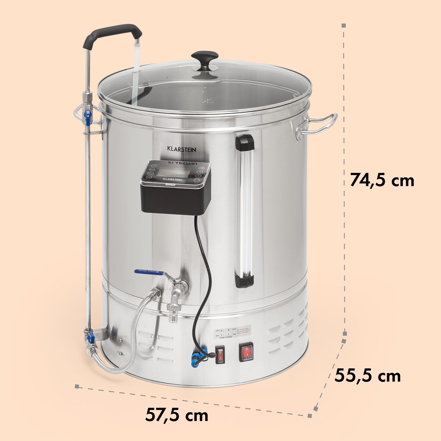 Brauheld Smart 65 Maischekessel 2500W 65L 100°C Umwälzpumpe Edelstahl Edelstahl 65 Liter