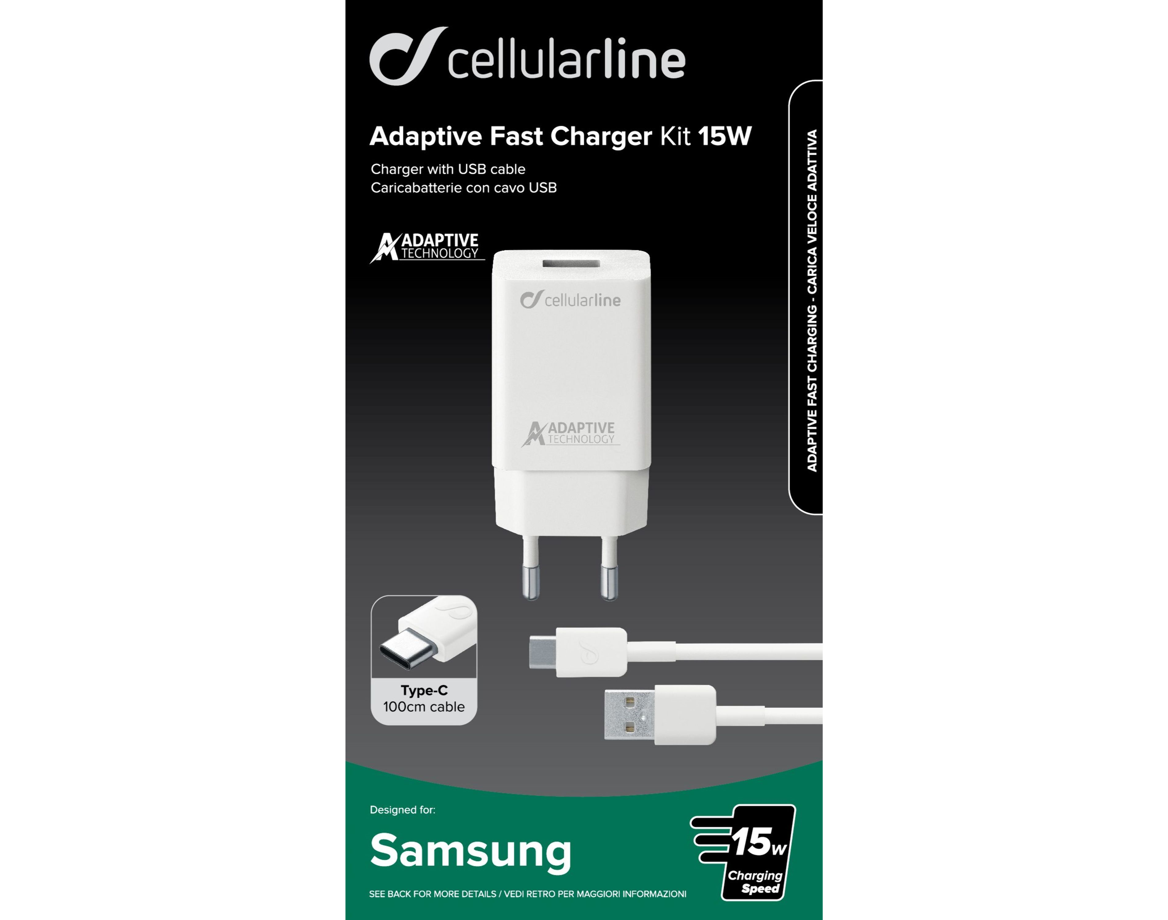 CARREGADOR CASA SAMSUNG QUICKCHARGE 15W COM CABO USB-C BRANCO