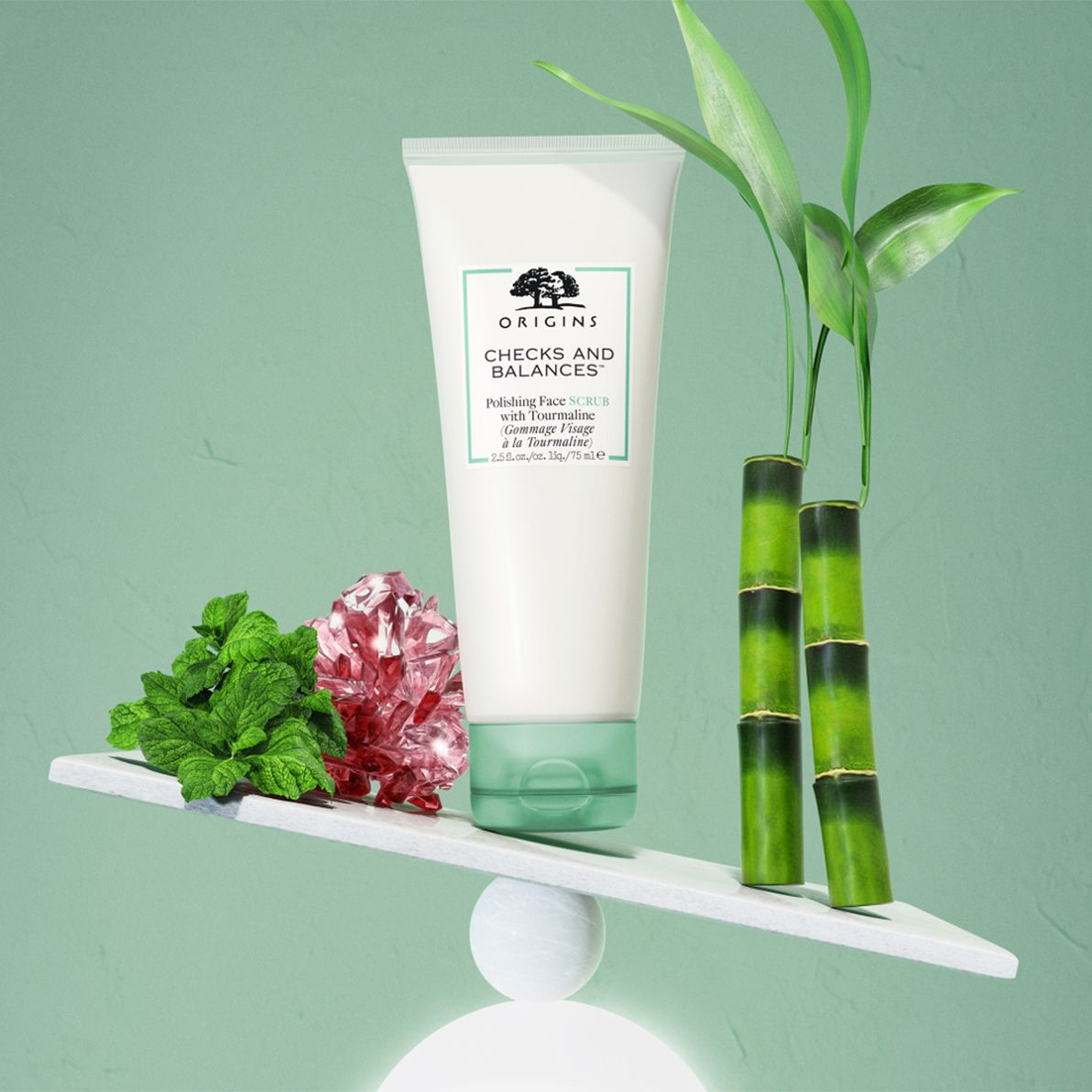 ORIGINS Checks and Balances™ Polishing Face Scrub with Tourmaline + GinZing™ SPF40 Energy-Boosting Tinted Moisturizer 15ml GRATIS