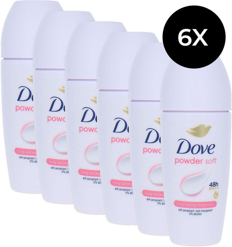 Dove - Powder Deo Roll-On - 50 ml - 6 Stuks - Langdurige Frisheid