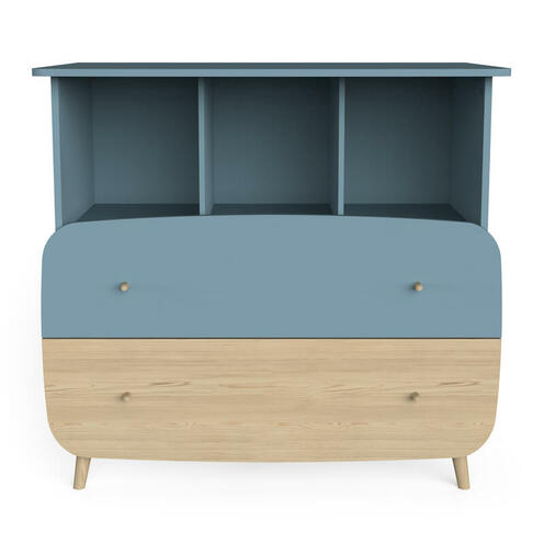 Commode 2 tiroirs 3 niches FIRMIANA Bleu Orage - CBA Meubles