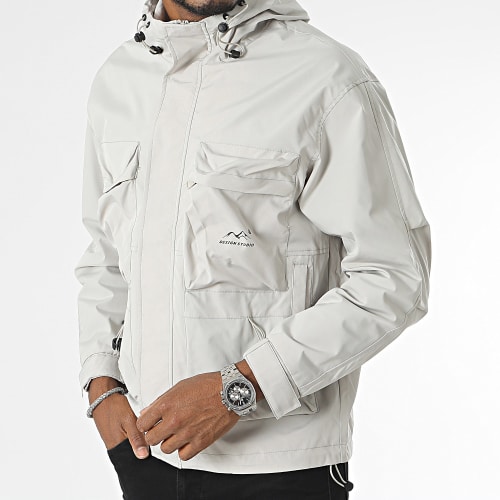 Veste Zippée Capuche Gris Clair