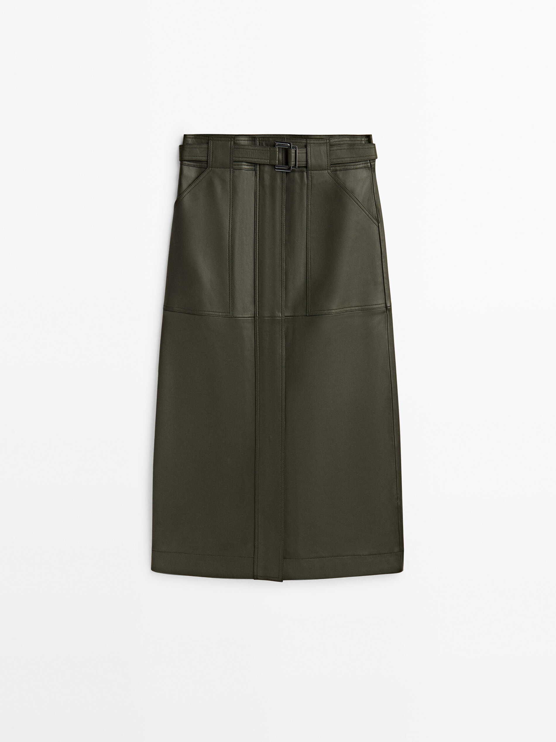 Falda piel napa bolsillos - VERDE