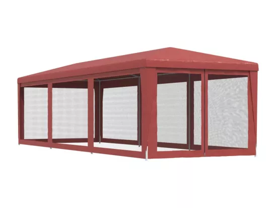Tente de fête avec 8 parois latérales en maille Rouge 3x9m PEHD