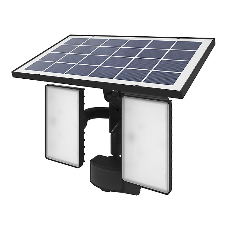 Projecteur solaire à détection Davern LED intégrée 2x800lm 22W IP65 GoodHome noir