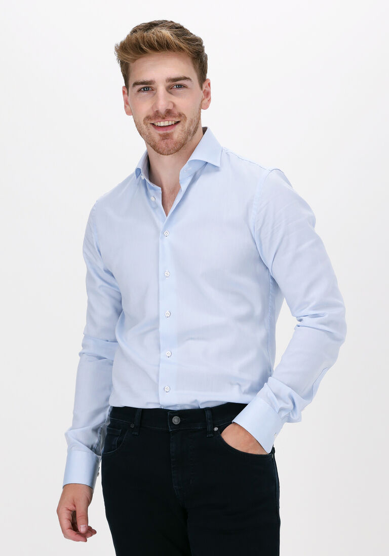 PROFUOMO lichtblauwe profuomo klassiek overhemd fine twill - slim fit - non iron extra long sleeve