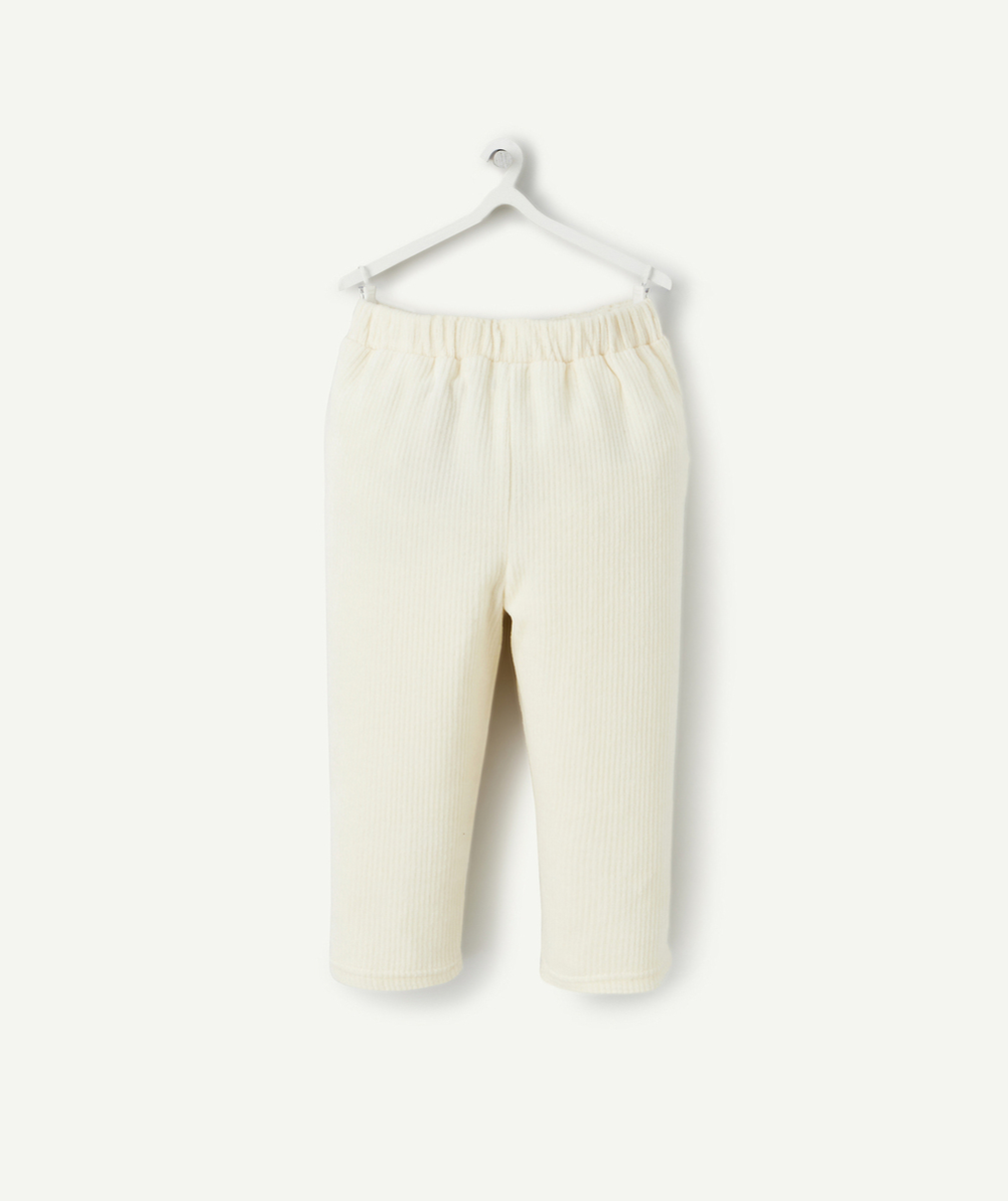 PANTALON DROIT BÉBÉ FILLE EN VELOURS CÔTELÉ ÉCRU