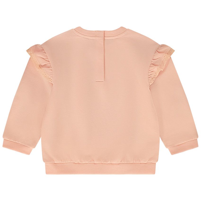 Sweat oversize avec broderie papillon pour bébé fille - Corail