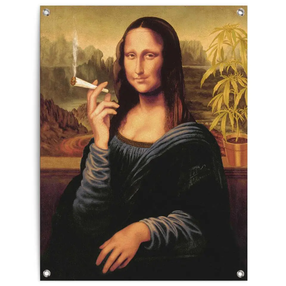 Tuinposter Mona Lisa - joint - 80x60cm - Bruin