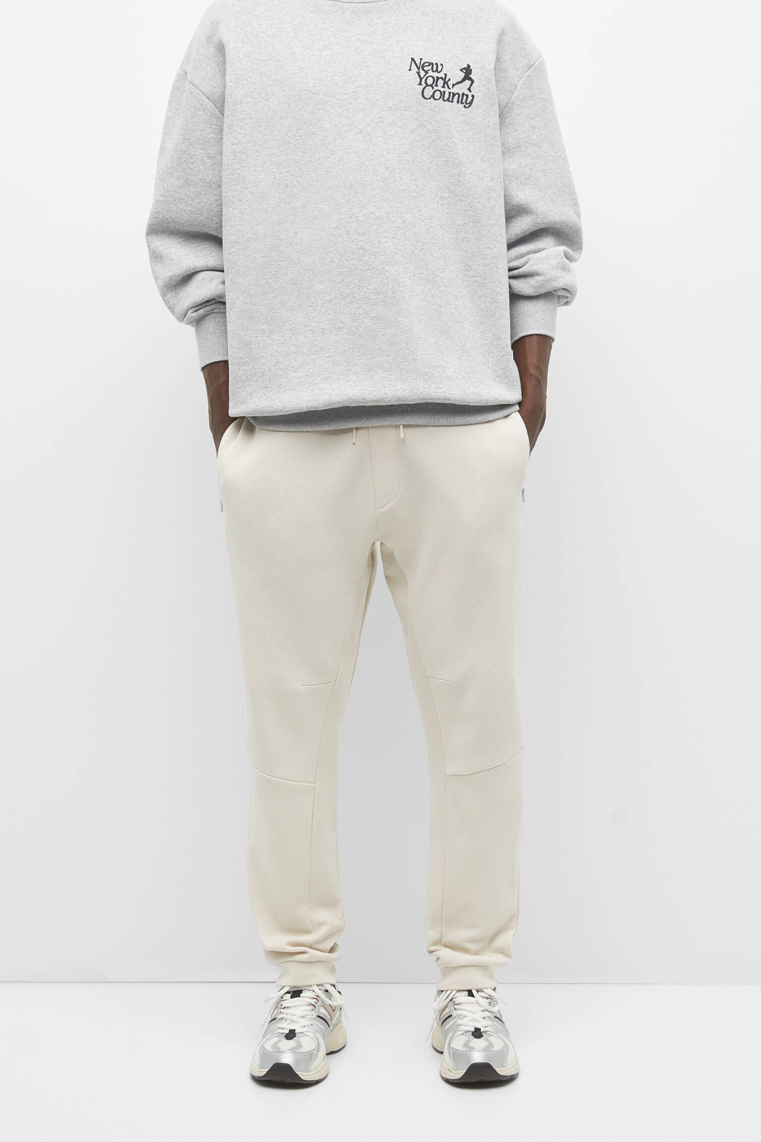 Calça de moletom estilo jogging - cor pedra