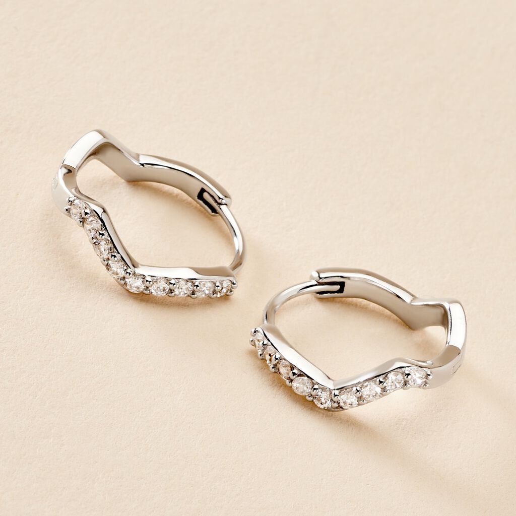 Créoles Kaylin Argent Blanc Oxyde De Zirconium