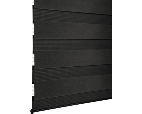 Dubbel rolgordijn met zijspanning, zwart met zwart mechanisme, 75x150 cm