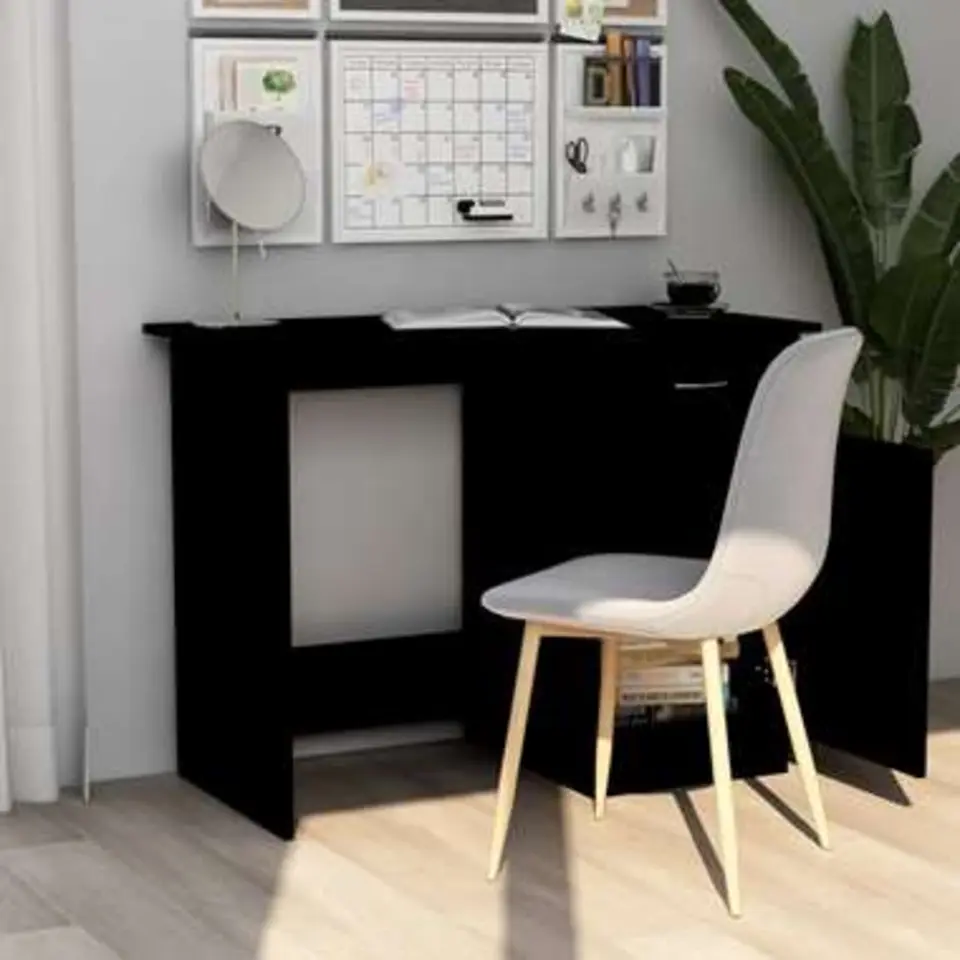 vidaXL - Bureau - Zwart - Bewerkt hout