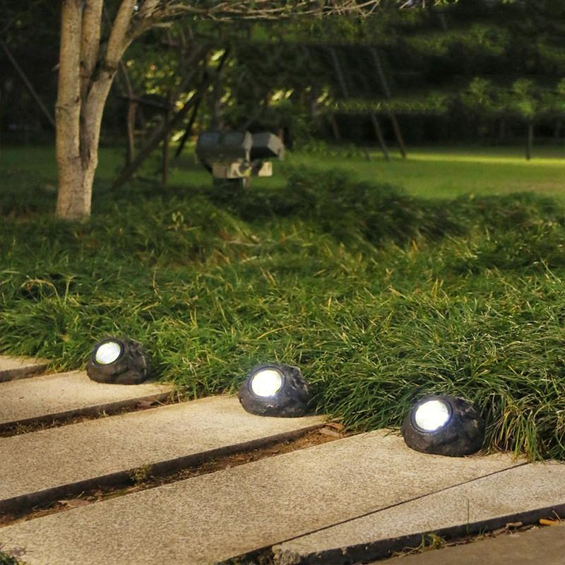 (2er Set) LED Solar Outdoor Lampe Steinförmige Gartenleuchte mit Dämmerungssensor Wasserfest (IP65) - Warmweiss