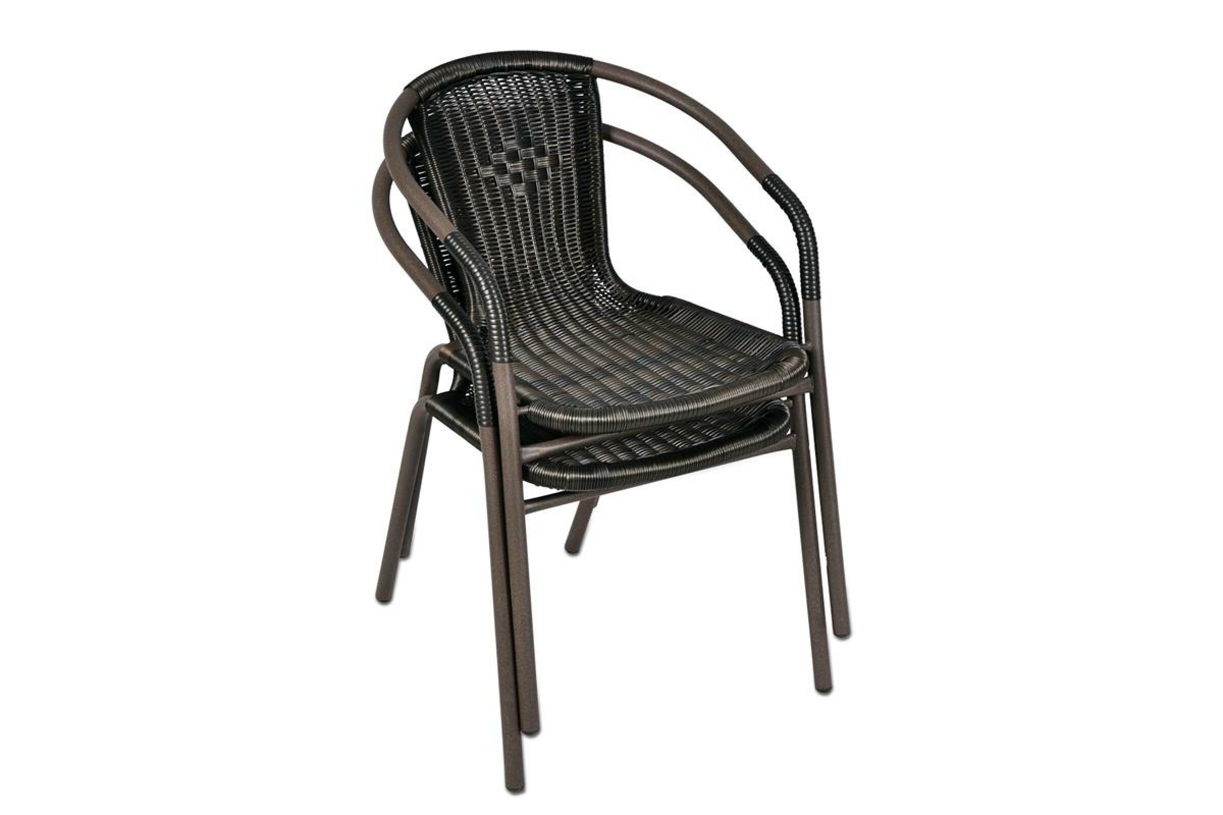 VCM 4er Set Bistrostuhl dunkelbraun Stapelstuhl Balkonstuhl Rattanstuhl Poly-Rattan