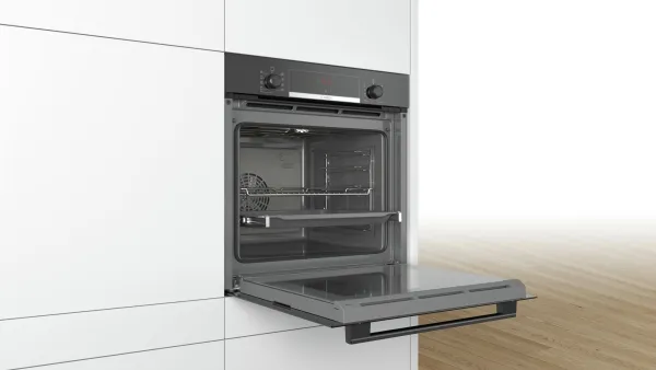 Bosch Serie | 4 HBA534EB0 - Ovn - til indbygning - niche - bredde: 56 cm - dybde: 55 cm - højde: 58.5 cm - med selv-rengøring - Klasse A - sort