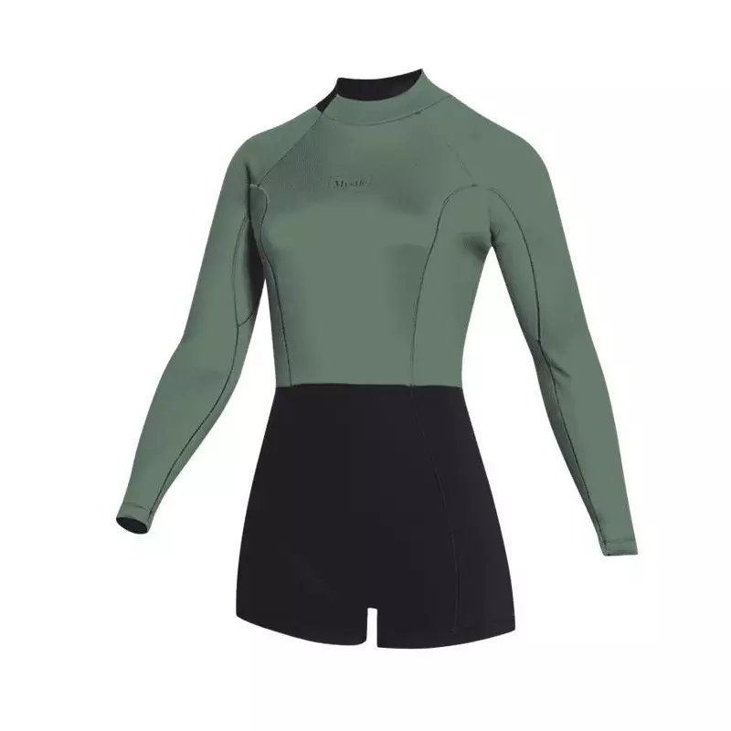 Combinaison shorty femme MYSTIC Lunar Longarm 2/2mm Backzip Dark Olive