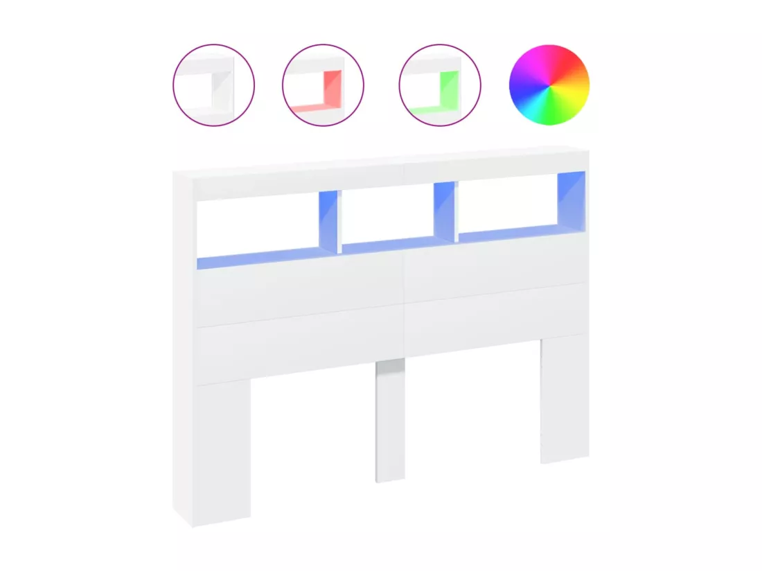 Armoire tête de lit avec LED blanc 140x17x102 cm