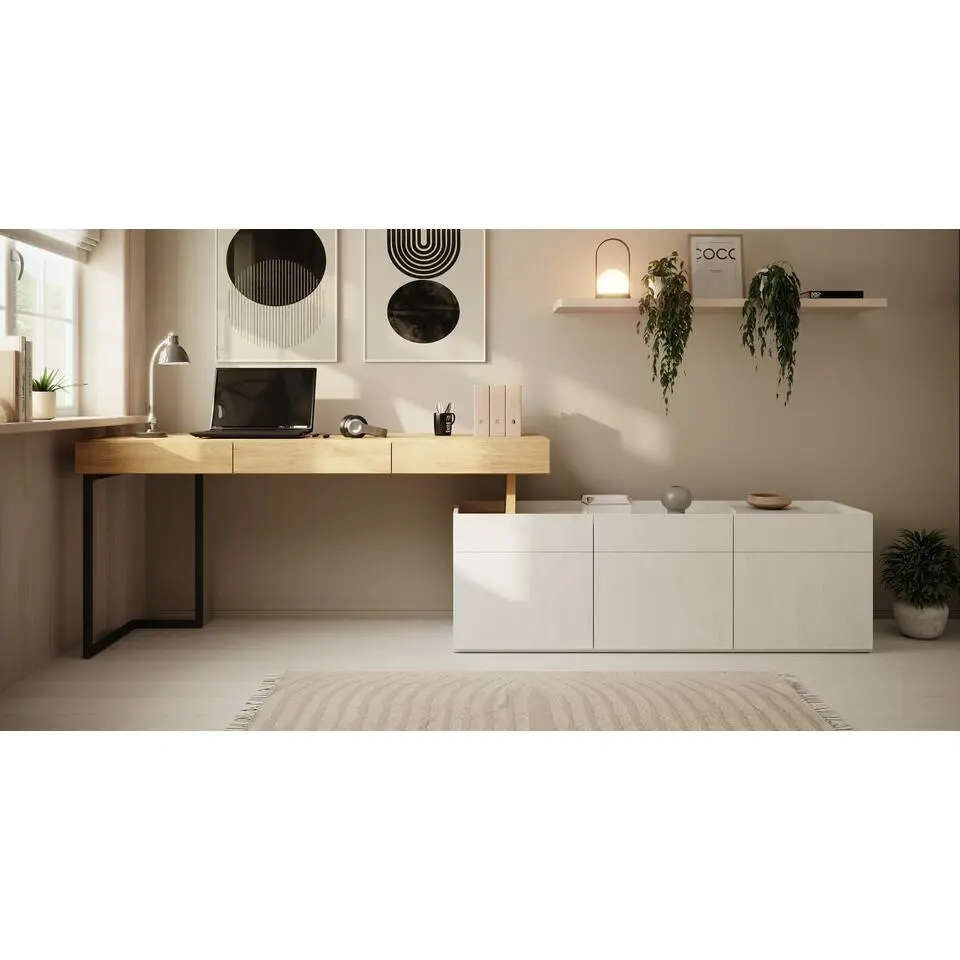 Meubella - Bureau Floren - Eiken - 3 lades
