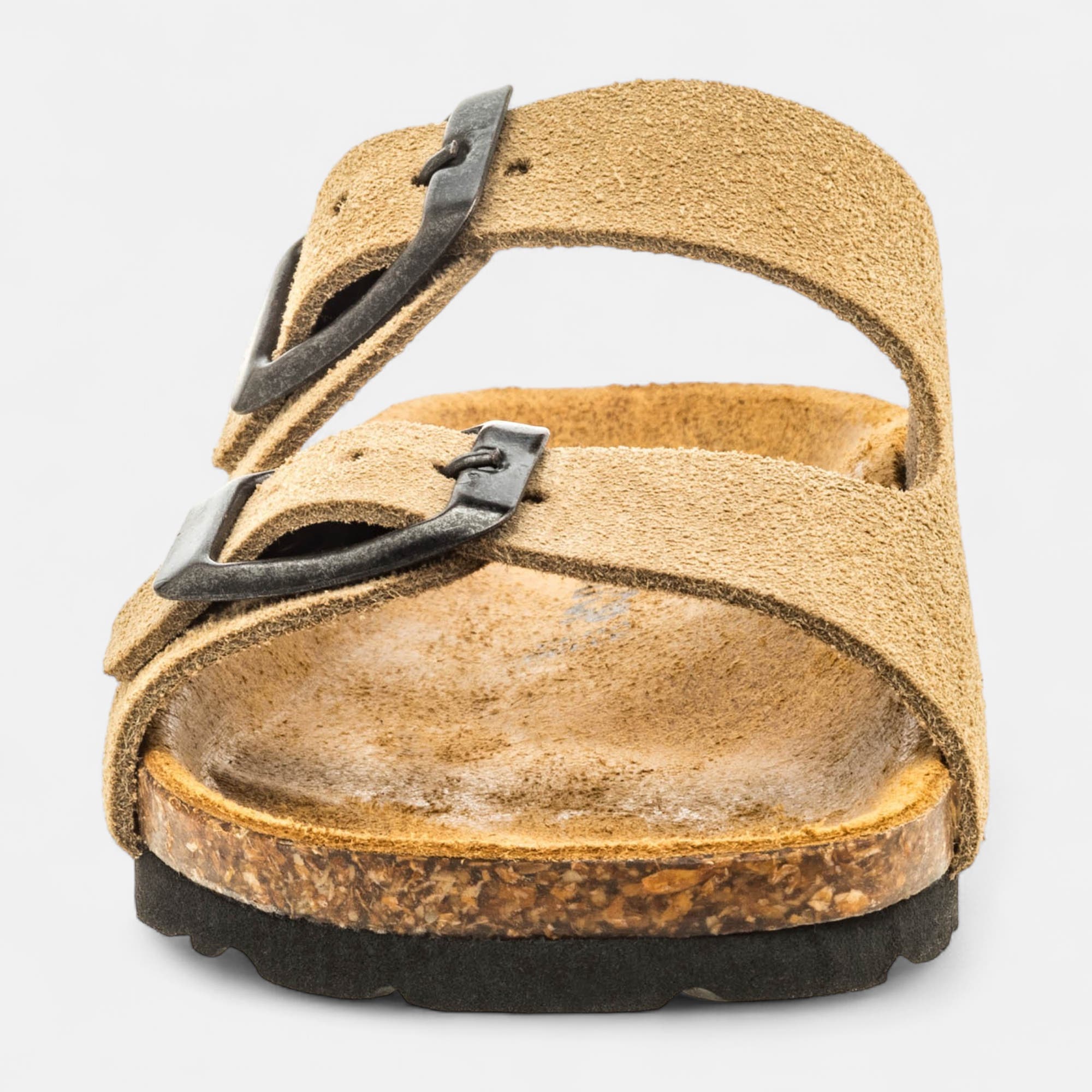 Mules semelle liège Garçon en cuir taupe