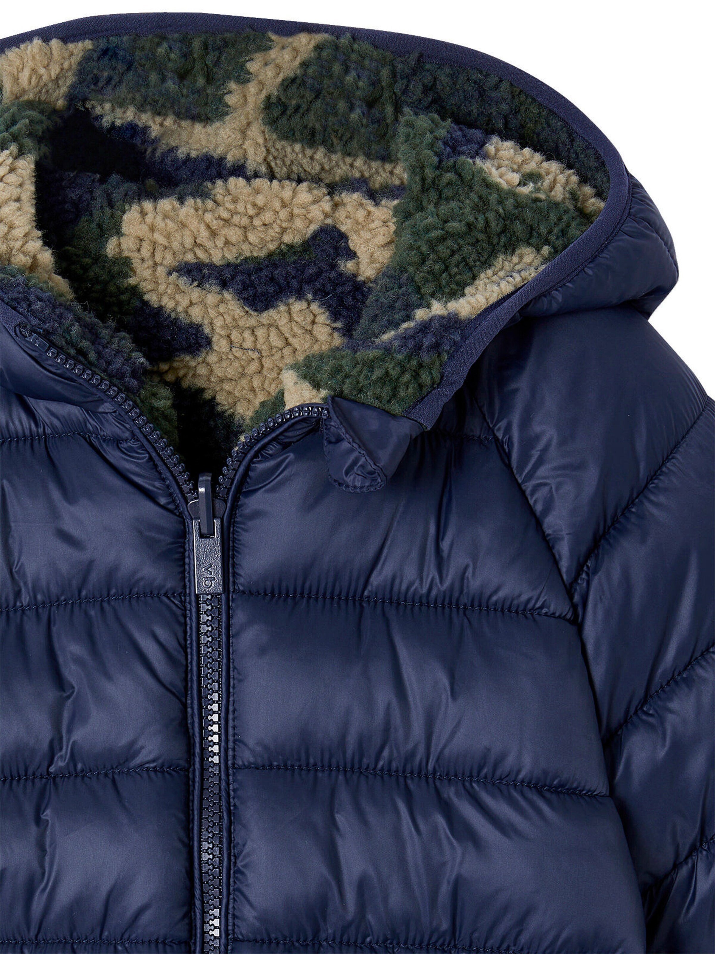 Vertbaudet Jungen Wende-Steppjacke mit Teddyfleece, Recycling-Polyester-Wattierung marine