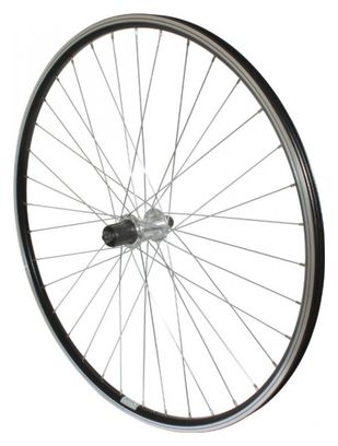 Roue vtc 700x35 arriere p2r alu noir double paroi moy alu blocage cassette 9-8v.