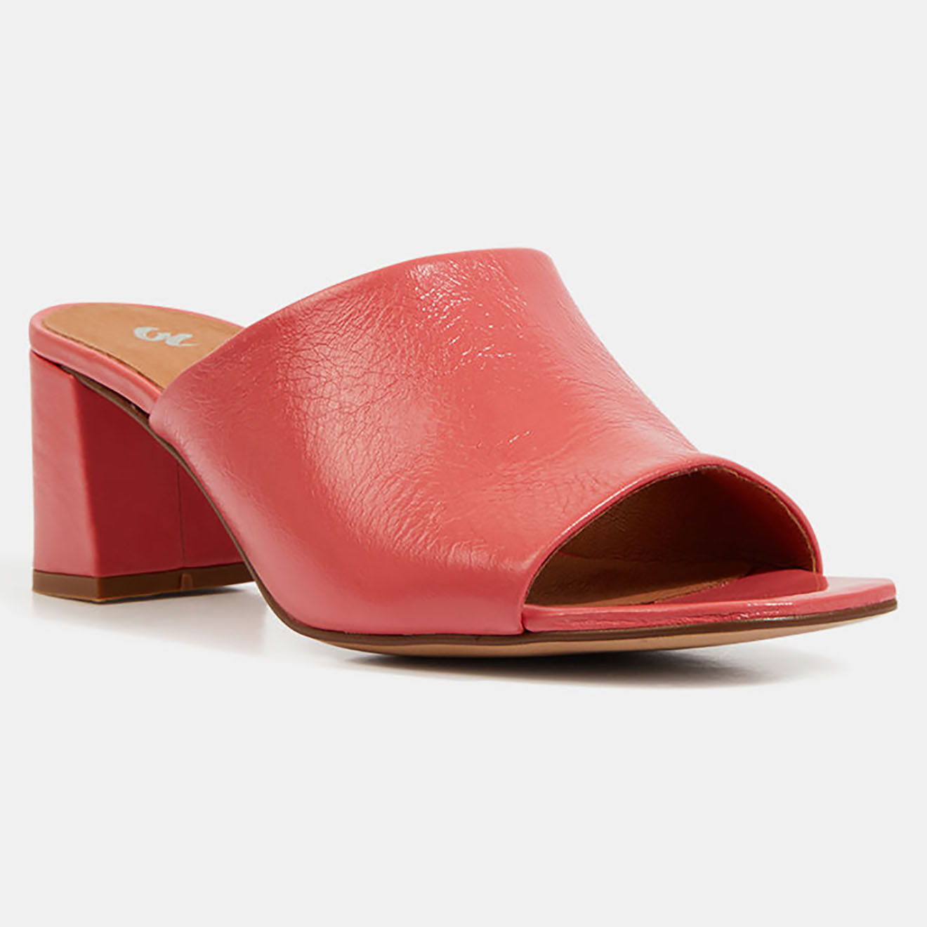 Galeries Lafayette Mules à talon en Cuir rose bonbon - Talon 6 cm