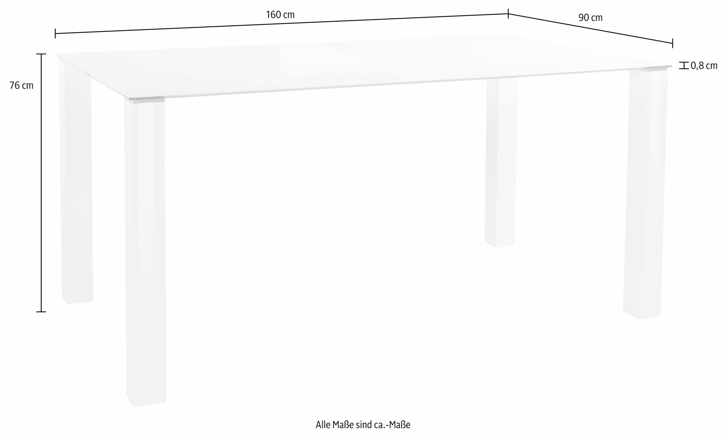INOSIGN Essgruppe Set, 5 Stk. tlg. mit Glastisch, Breite 160 cm