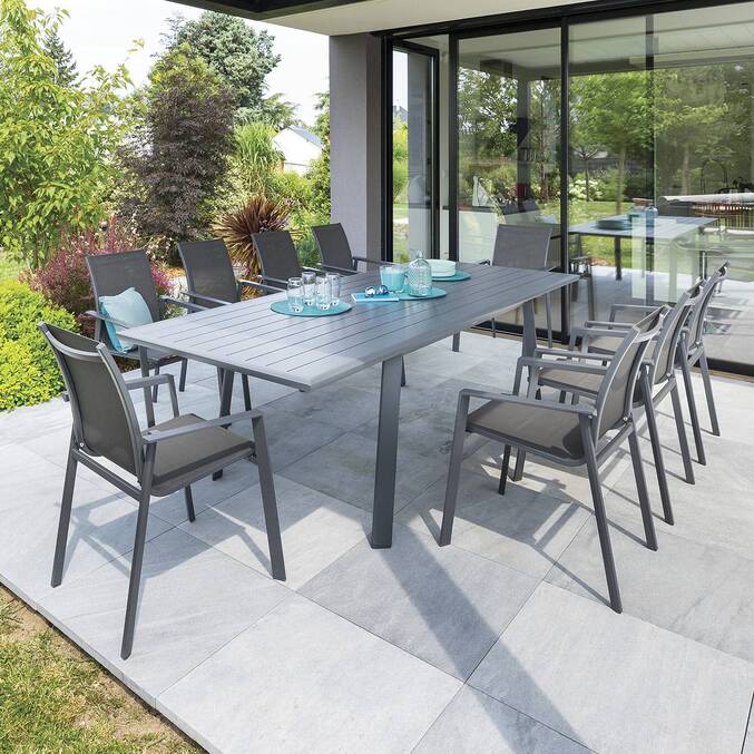 Table de jardin extensible PAVANE Graphite