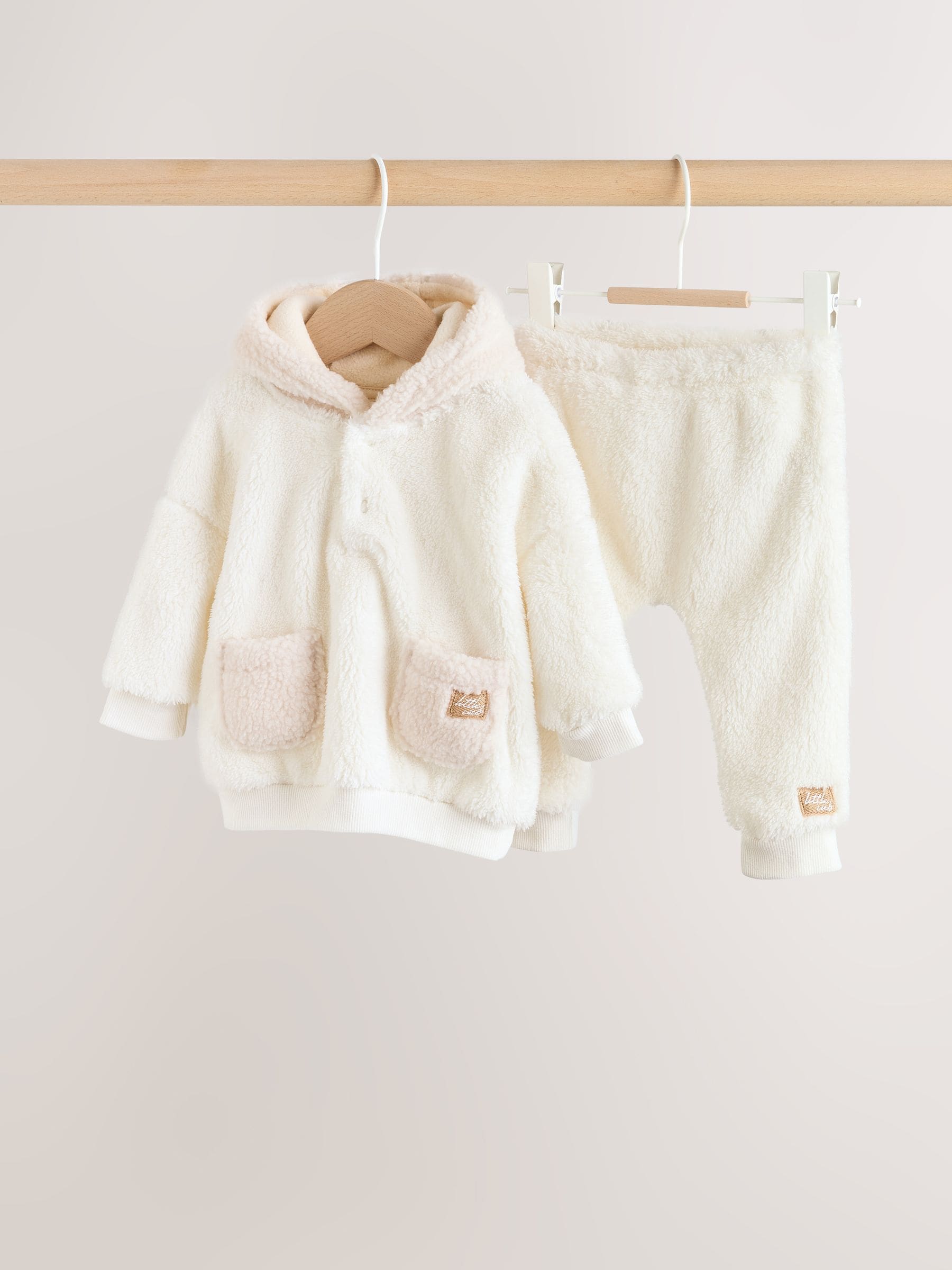 Crème - Borg Hooded Sweat and Jogger Baby Set (0mths-2yrs)