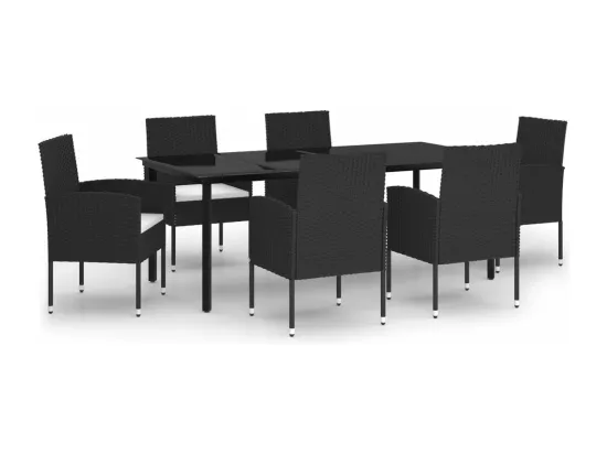Ensemble à manger de jardin 7 pcs Noir
